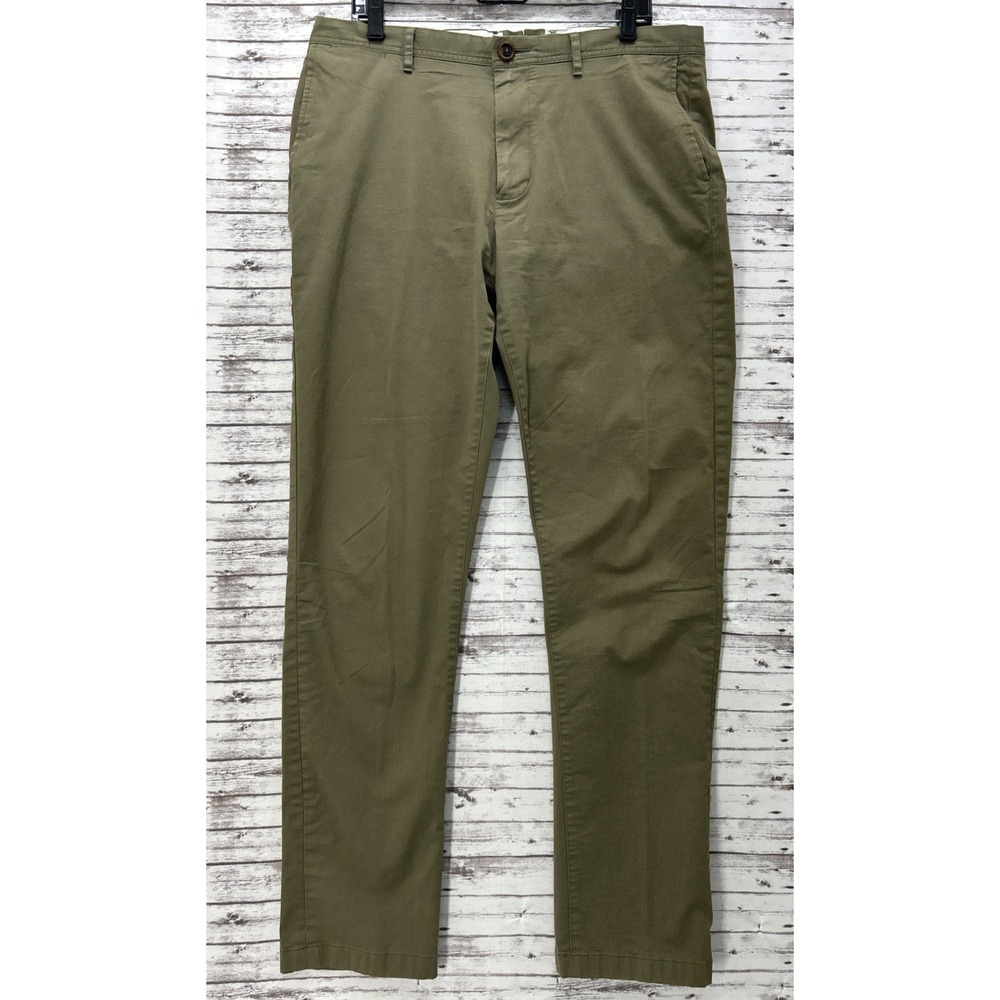 Proper Cloth Tessuti Di Sondrio Casual Pants Men 36x32 Slim Fit Twill Green